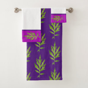 Wild Leaves on a Bathroom Towel Set