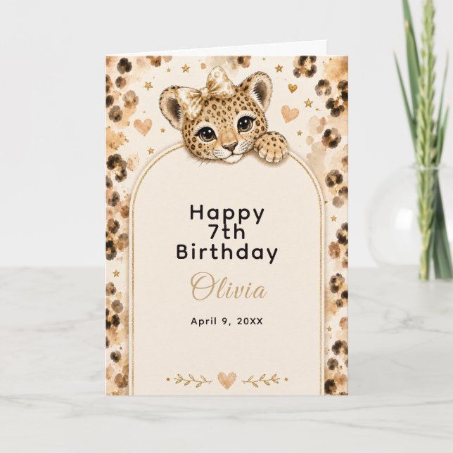 Wild Leopard 12th Birthday Party Card (Front)