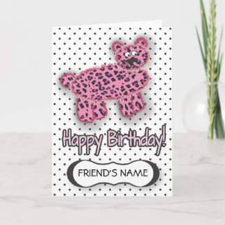WILD Leopard Birthday Card Pink