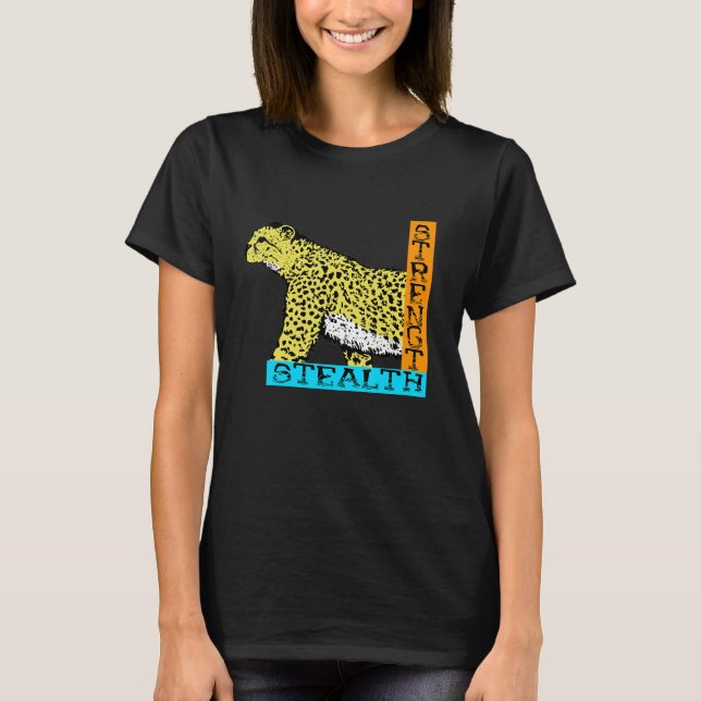 Wild Leopard By Kevin Ghumman Stealth And Strenght T-Shirt (Front)