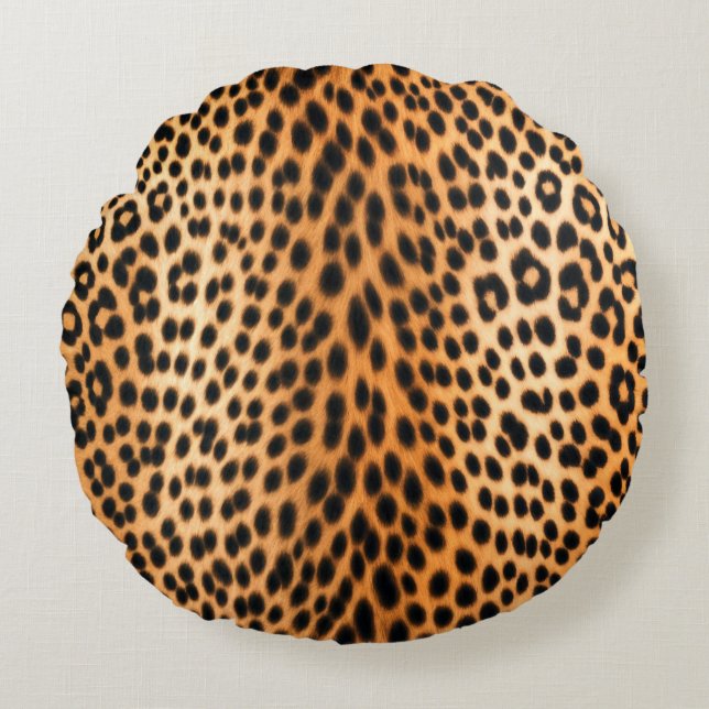 Wild Leopard Energy – Bold Animal Print Fashion Round Cushion (Front)