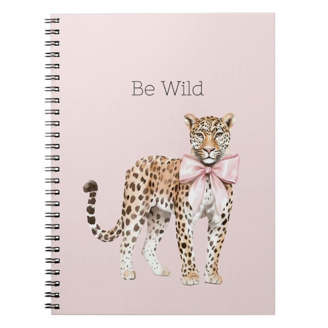Wild Leopard Pink Bow   Notebook (Front)
