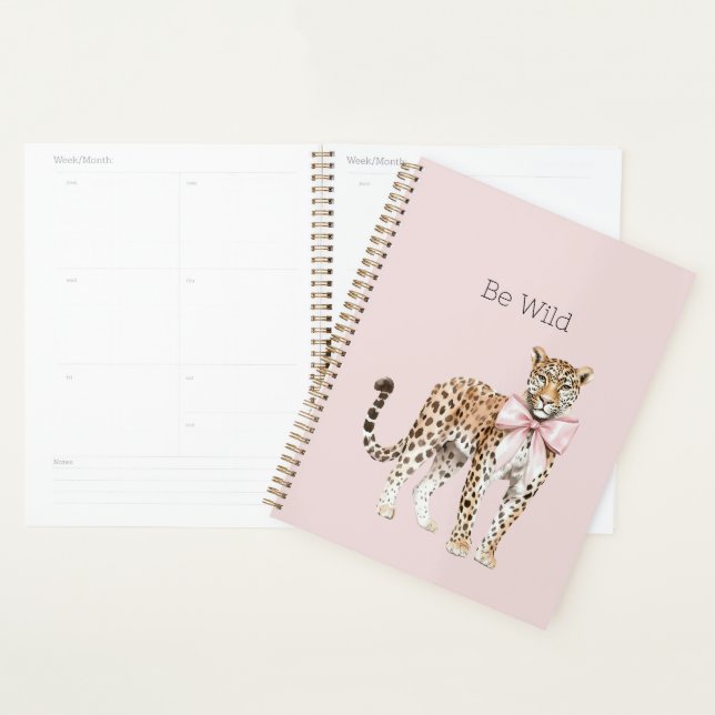 Wild Leopard Pink Bow   Planner (Display)