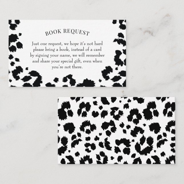 Wild Leopard Print Baby Shower Book Request Card (Front/Back)