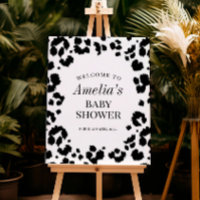 Wild Leopard Print Baby Shower Welcome Sign