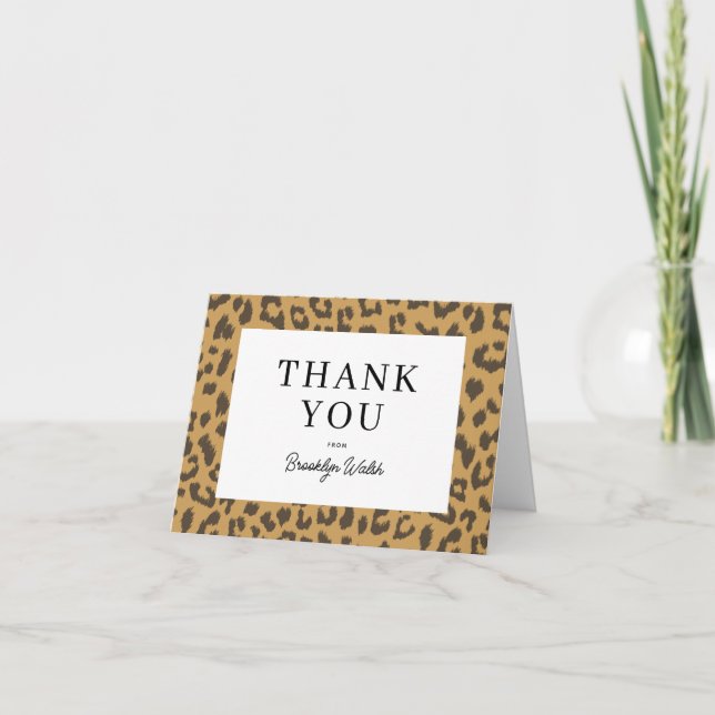 Wild Leopard Print Personal Folded Thank You Card (Front)