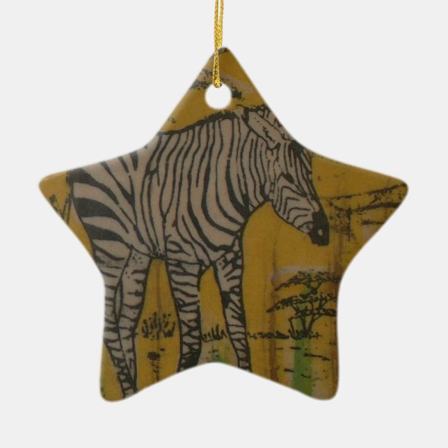 Wild Life Kenya African Safari Zebra.png Ceramic Tree Decoration (Front)