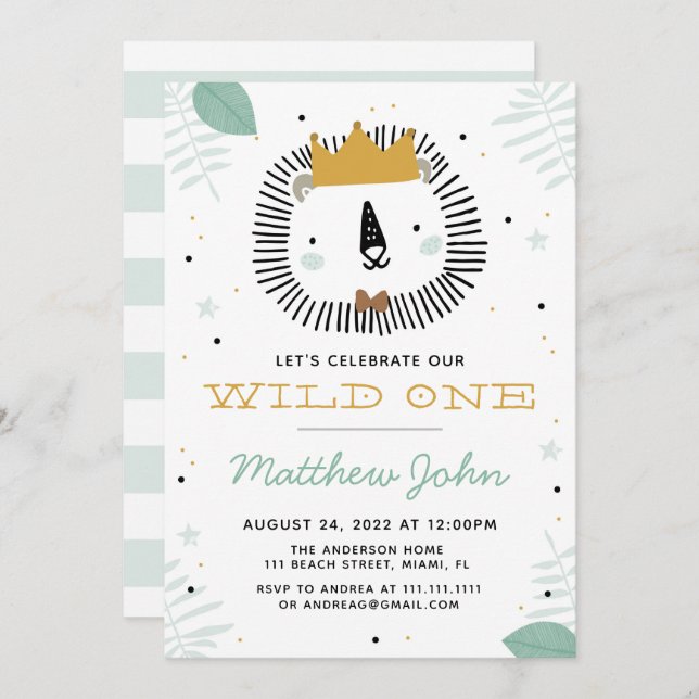 Wild Lion Birthday Party Invitation (Front/Back)