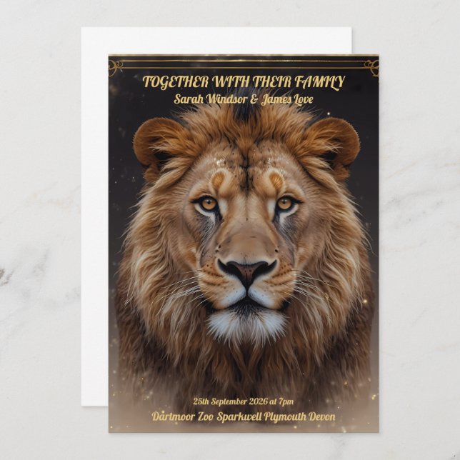 Wild Lion Head portrait Invitation (Front/Back)