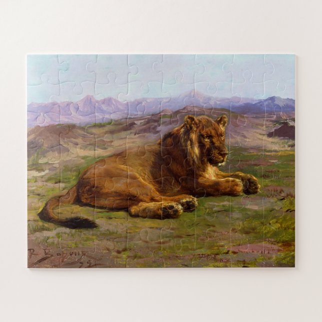 Wild Lion in an African Safari Landscape Jigsaw Puzzle (Horizontal)