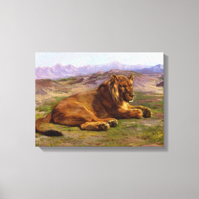 Wild Lion in the African Savannah Canvas Print (Front)