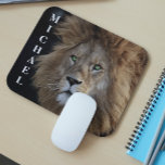 Wild Lion Photo Green eyes  Personalised  Mouse Pad<br><div class="desc">This design may be personalised by choosing the Edit Design option. You may also transfer onto other items. Contact me at colorflowcreations@gmail.com or use the chat option at the top of the page if you wish to have this design on another product or need assistance. See more of my designs...</div>