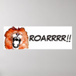 Wild Lion Pop Art Comic Style Roar Script Poster<br><div class="desc">Lion Digital Artwork - Lion Head Computer Animal Art - College Pop Art - Wild Big Cats Computer Images</div>
