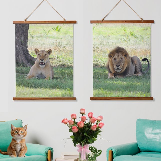 Wild Lions on the Forest Hanging Tapestry (Creator Uploaded)