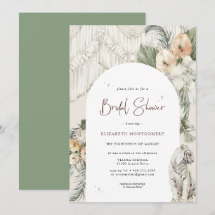 Wild Love   Boho Macrame Greenery Bridal Shower Invitation