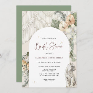 Wild Love   Boho Macrame Greenery Bridal Shower Invitation