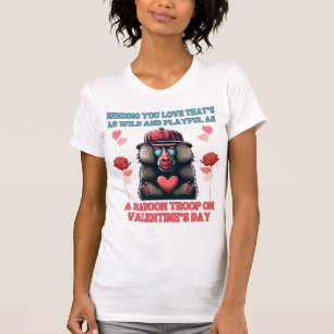 Wild Love: Playful Baboon Valentine’s Day Special T-Shirt