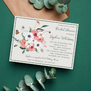 Wild Love Wildflower Boho Floral Bridal Shower Invitation