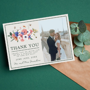 Wild Love Wildflower Boho Floral Wedding Thank You Card