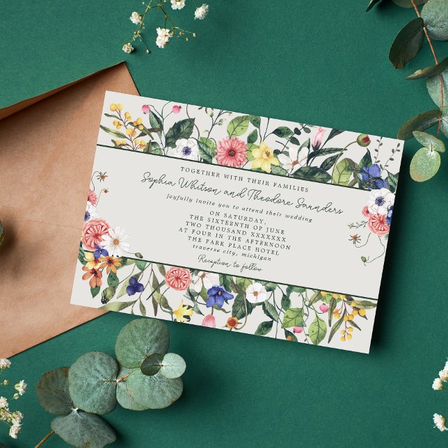 Wild Love Wildflower Boho Wedding Invitation (Creator Uploaded)