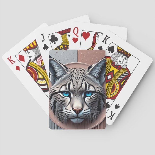 Wild Lynx Geometric Face With Modern Details Playing Cards (Back)