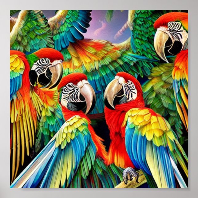 Wild Macaw Birds  Poster (Front)