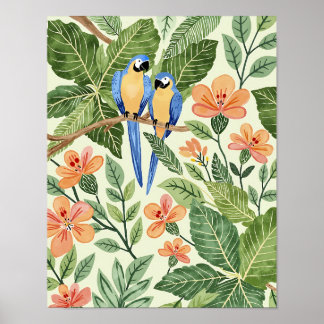 Wild Macaw Jungle Tropical Watercolor Art Print