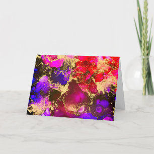 Wild Magenta and Purple Alcohol Ink Painting Card