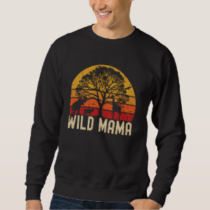 Wild Mama Zoo Born Wild Birthday Safari Jungle Wil Sweatshirt