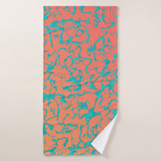 Wild Marble 6 - Living Coral and Turquoise Bath Towel