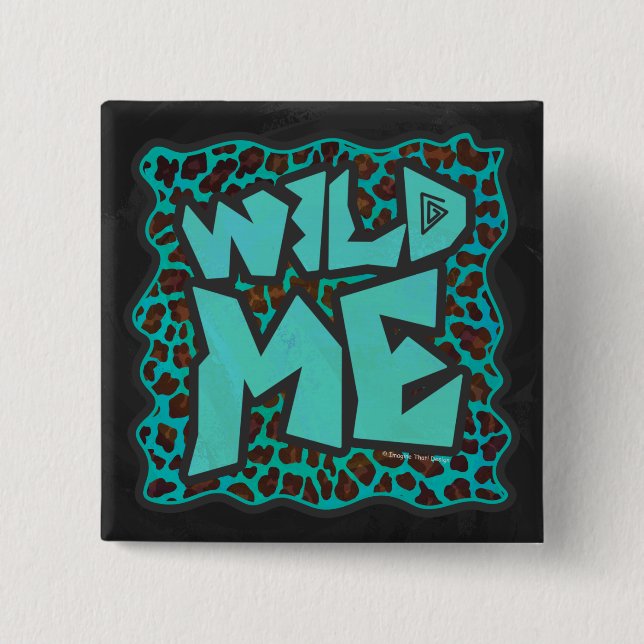 Wild Me Brown and Teal Leopard Design 15 Cm Square Badge (Front)