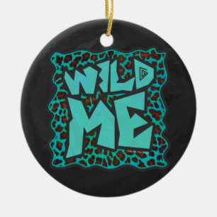 Wild Me Brown and Teal Leopard Design Ceramic Tree Decoration