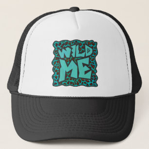 Wild Me Brown and Teal Leopard Design Trucker Hat