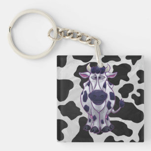 Wild Me Cow Black and White Key Ring