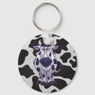 Wild Me Cow Black and White Key Ring