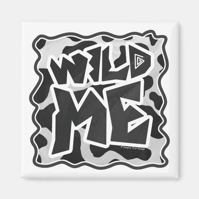 Wild Me Cow Black and White Magnet (Front)
