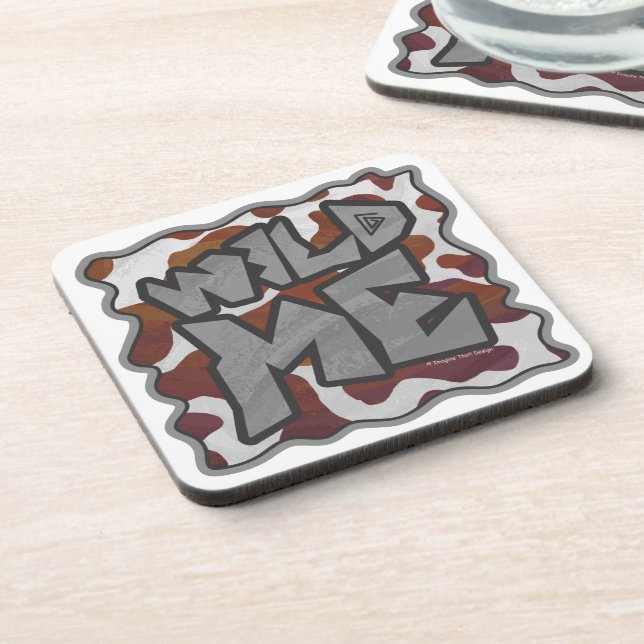 Wild me Cow Brown and White Print Coaster (Left Side)