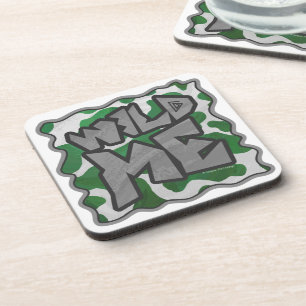 Wild Me Cow Green and White Print Coaster