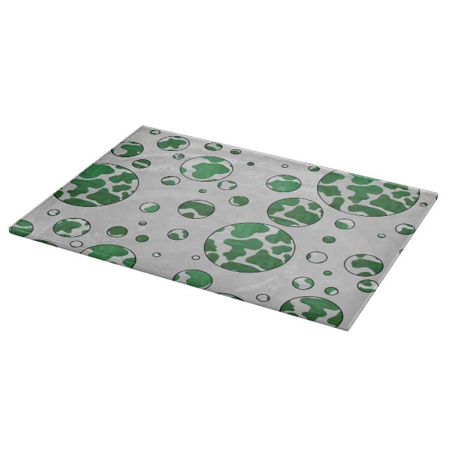 Wild Me Cow Green and White Print Cutting Board (Corner)