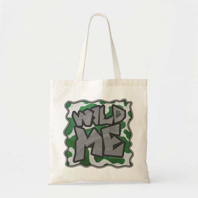 Wild Me Cow Green and White Print Tote Bag (Front)