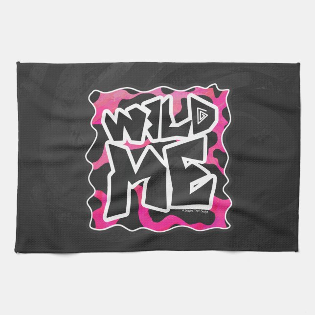Wild Me Cow Pink and White Tea Towel (Horizontal)