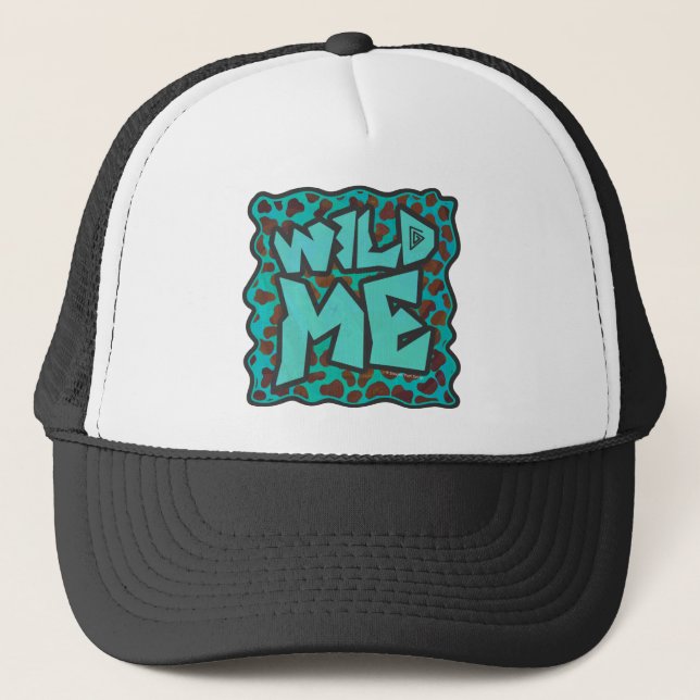 Wild me Dalmatian Brown and Teal Design Trucker Hat (Front)