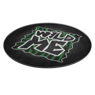 Wild Me Green and Black Zebra Pattern Cutting Board