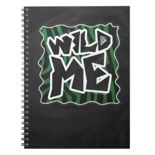 Wild Me Green and Black Zebra Pattern Notebook