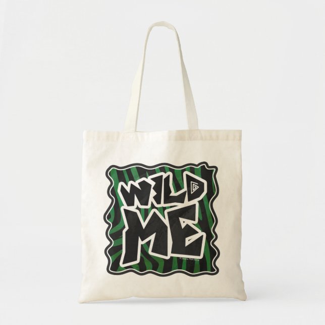 Wild Me Green and Black Zebra Pattern Tote Bag (Front)