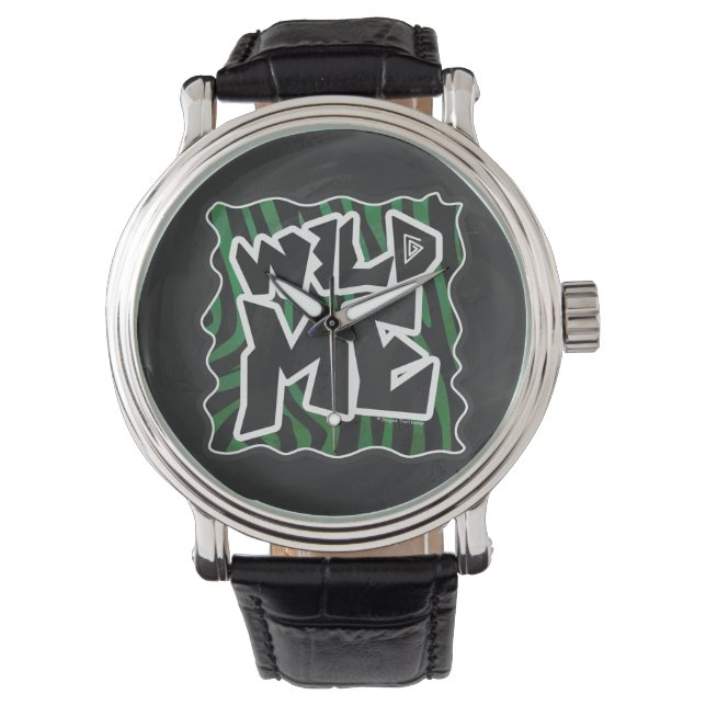 Wild Me Green and Black Zebra Pattern Watch (Front)