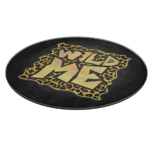 Wild Me Leopard Brown and Yellow Print Cutting Board