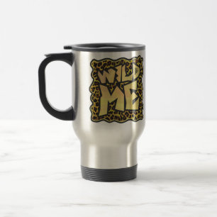 Wild Me Leopard Brown and Yellow Print Travel Mug
