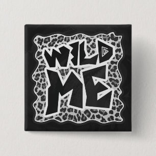 Wild Me Leopard White and Black 15 Cm Square Badge