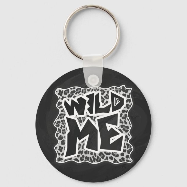 Wild Me Leopard White and Black Key Ring (Front)